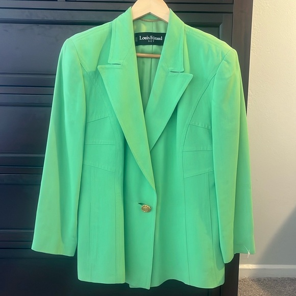 Louis Feraud Jackets & Blazers - Vintage Lime Green Silk Blend Blazer Size 6 Designer Quiet Luxury
